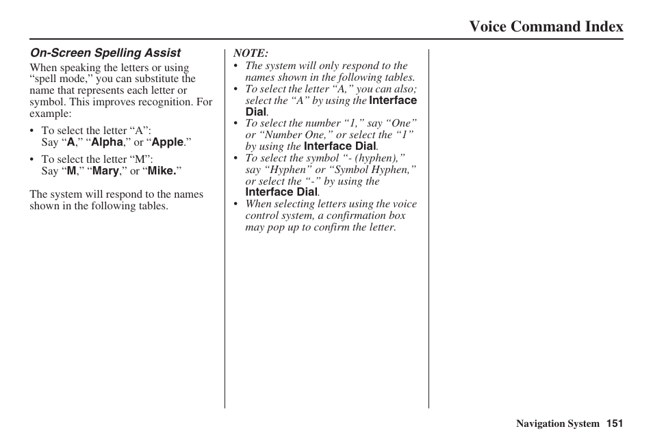 Voice command index | Acura 2008 RDX 31STK810 User Manual | Page 152 / 161