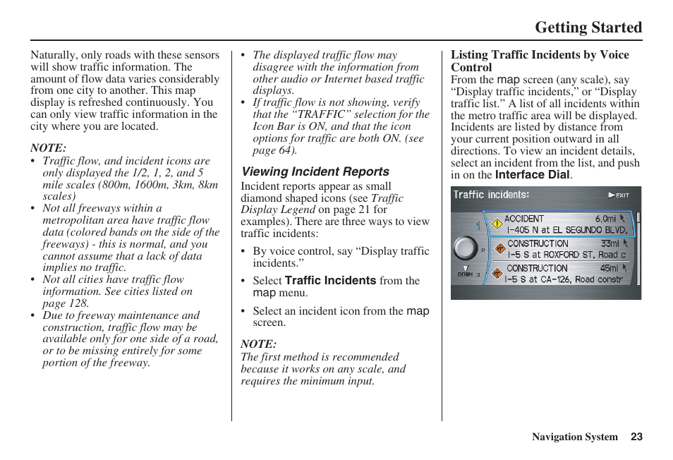 Getting started | Acura 2008 RDX 31STK810 User Manual | Page 24 / 161