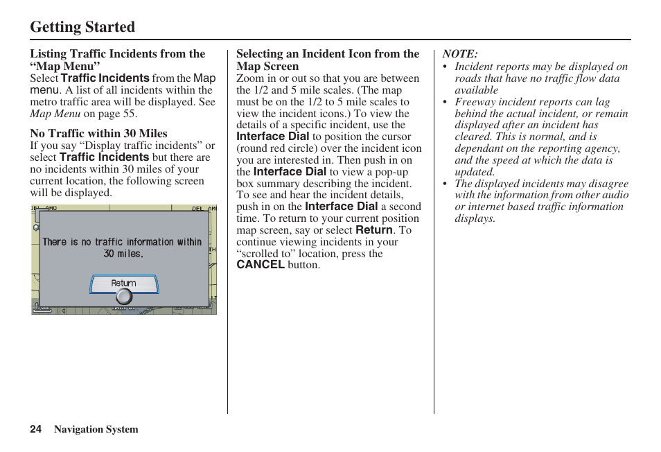 Getting started | Acura 2008 RDX 31STK810 User Manual | Page 25 / 161