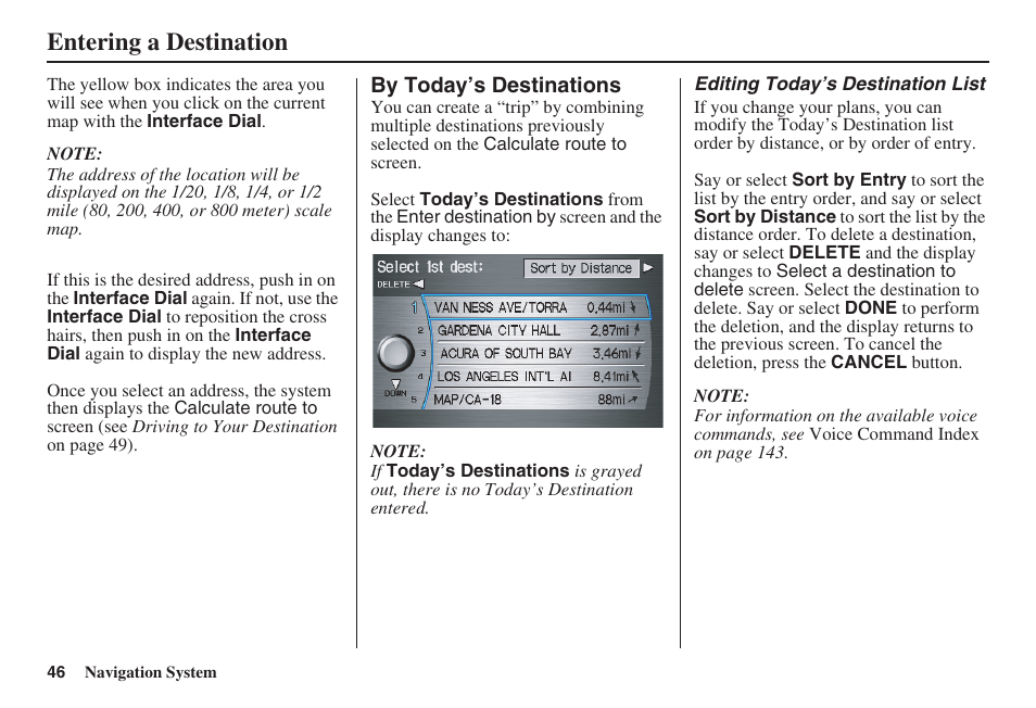 Entering a destination | Acura 2008 RDX 31STK810 User Manual | Page 47 / 161