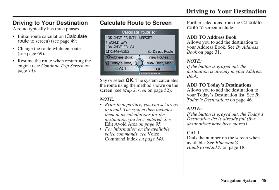 Driving to your destination | Acura 2008 RDX 31STK810 User Manual | Page 50 / 161