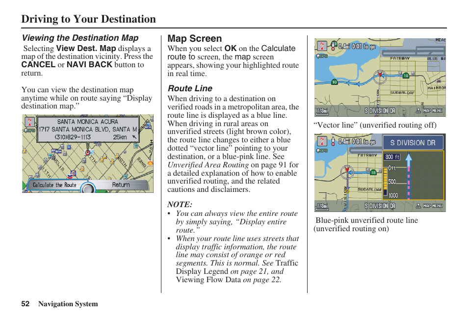 Driving to your destination | Acura 2008 RDX 31STK810 User Manual | Page 53 / 161