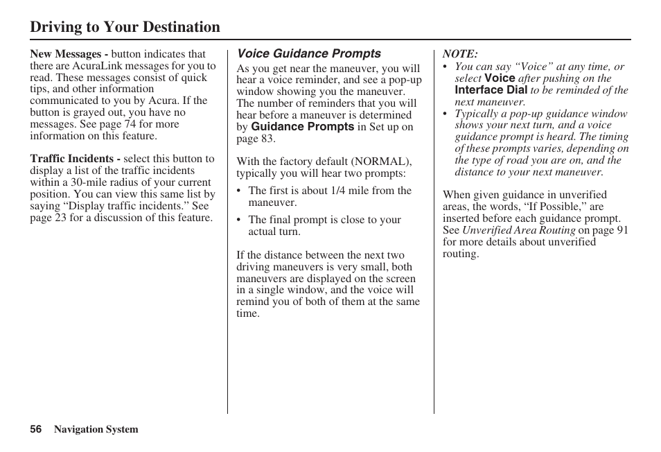 Driving to your destination | Acura 2008 RDX 31STK810 User Manual | Page 57 / 161