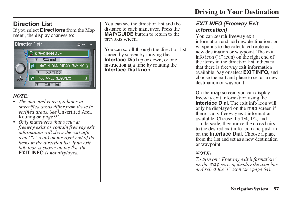 Driving to your destination | Acura 2008 RDX 31STK810 User Manual | Page 58 / 161