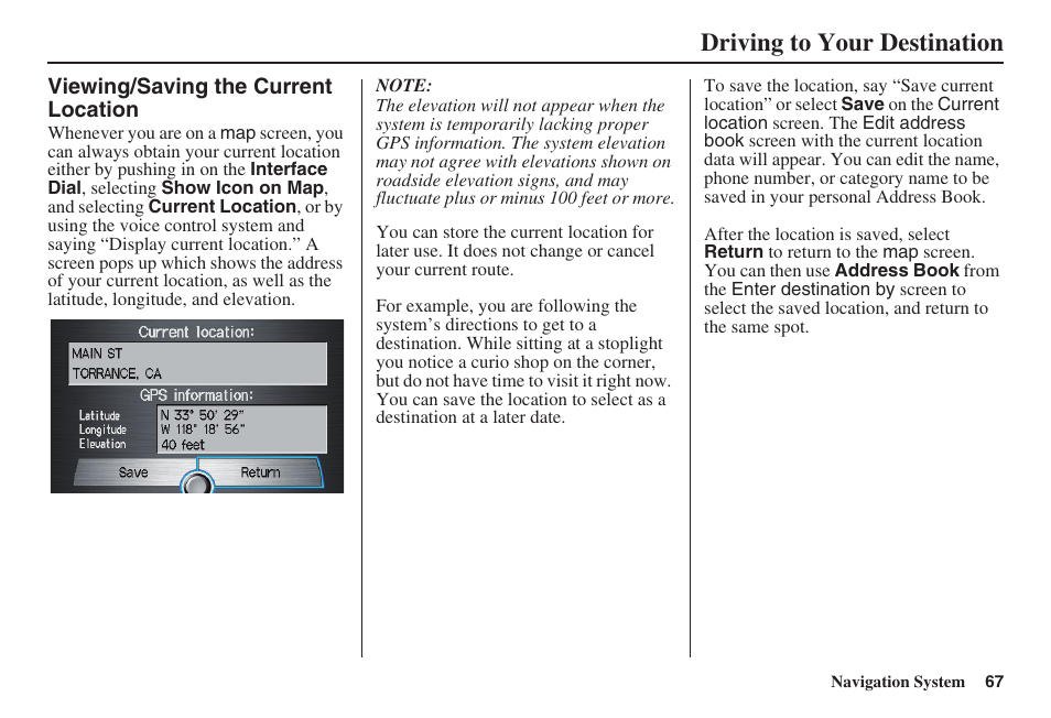 Driving to your destination | Acura 2008 RDX 31STK810 User Manual | Page 68 / 161