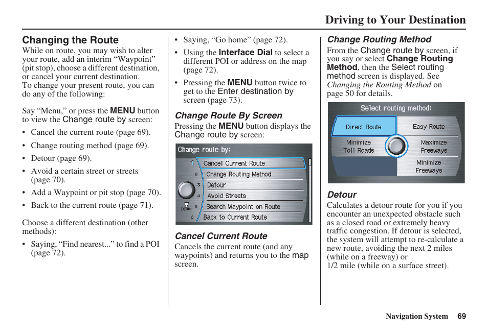 Driving to your destination | Acura 2008 RDX 31STK810 User Manual | Page 70 / 161