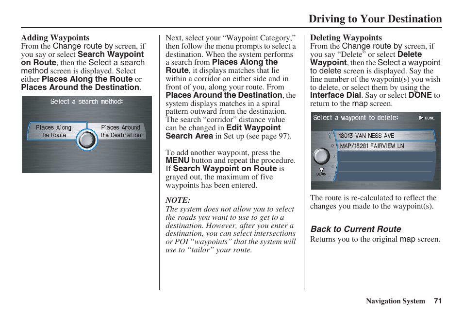 Driving to your destination | Acura 2008 RDX 31STK810 User Manual | Page 72 / 161