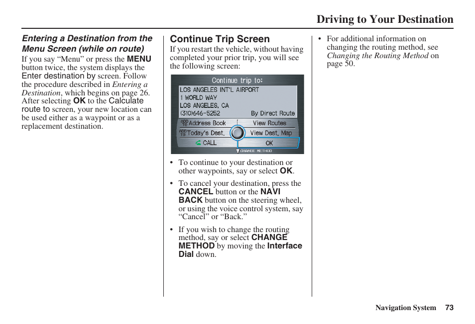 Driving to your destination | Acura 2008 RDX 31STK810 User Manual | Page 74 / 161