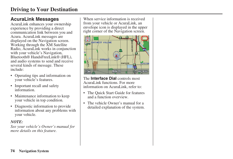 Driving to your destination | Acura 2008 RDX 31STK810 User Manual | Page 75 / 161
