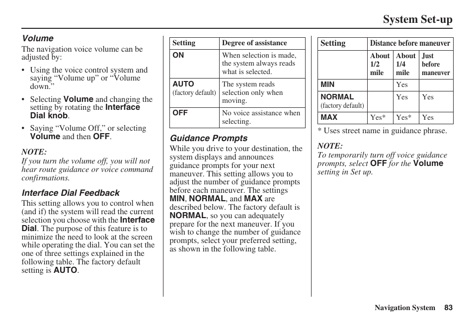 System set-up | Acura 2008 RDX 31STK810 User Manual | Page 84 / 161