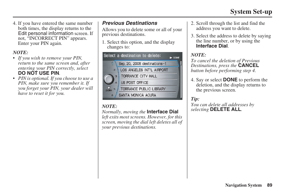 System set-up | Acura 2008 RDX 31STK810 User Manual | Page 90 / 161