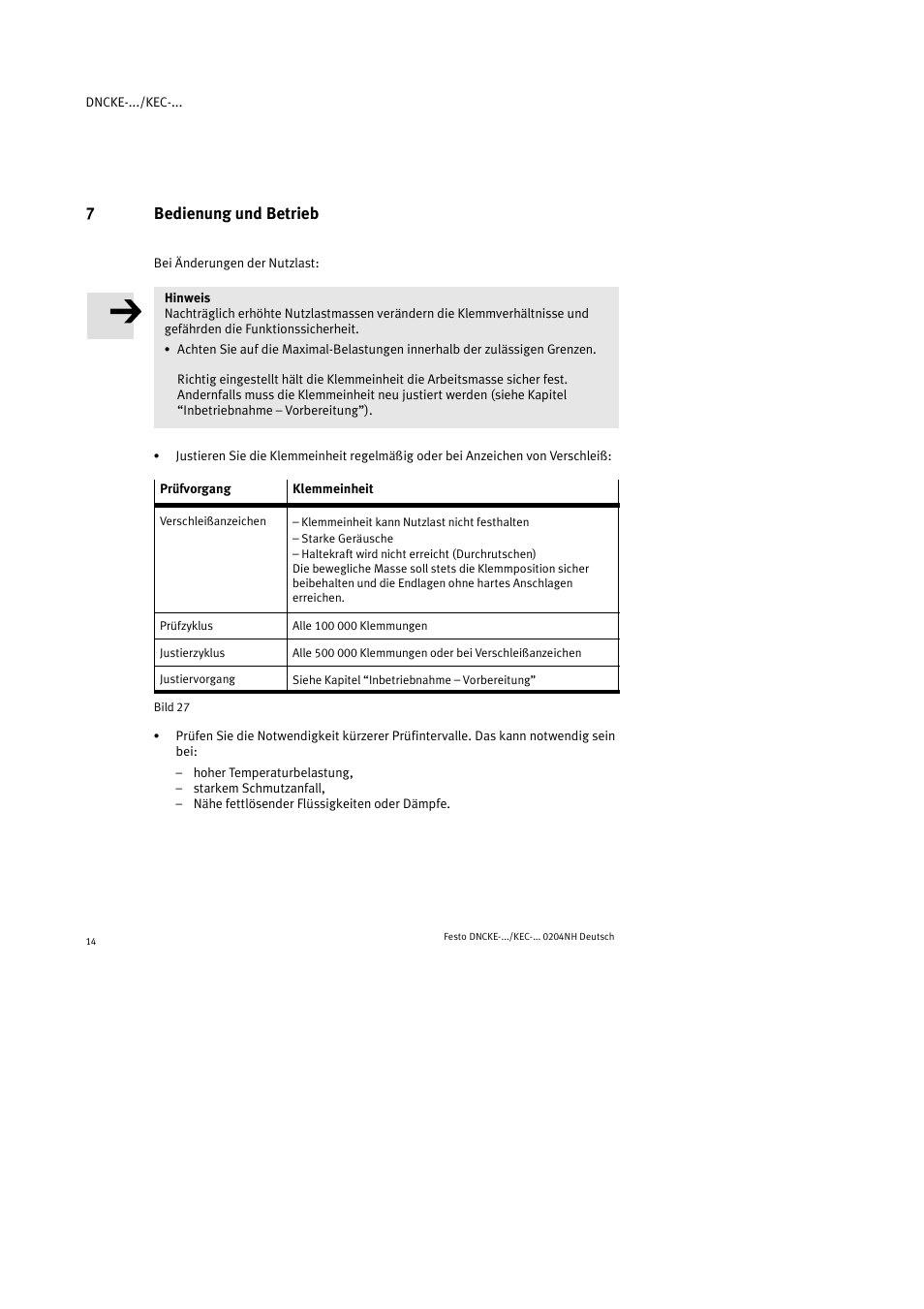 7bedienung und betrieb | Festo Фиксаторы KPE User Manual | Page 14 / 100