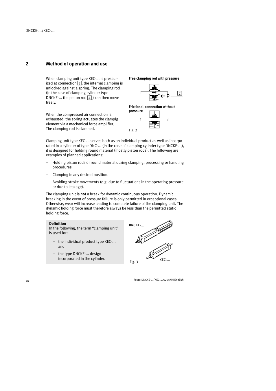 2method of operation and use | Festo Фиксаторы KPE User Manual | Page 20 / 100