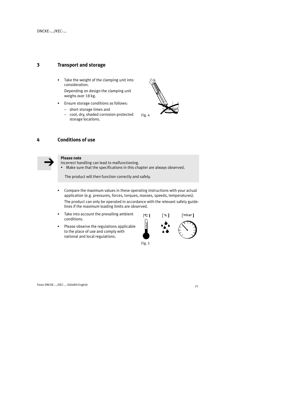 3transport and storage, 4conditions of use | Festo Фиксаторы KPE User Manual | Page 21 / 100