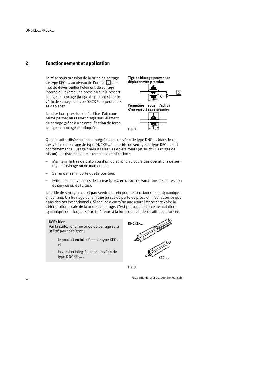 2fonctionnement et application | Festo Фиксаторы KPE User Manual | Page 52 / 100