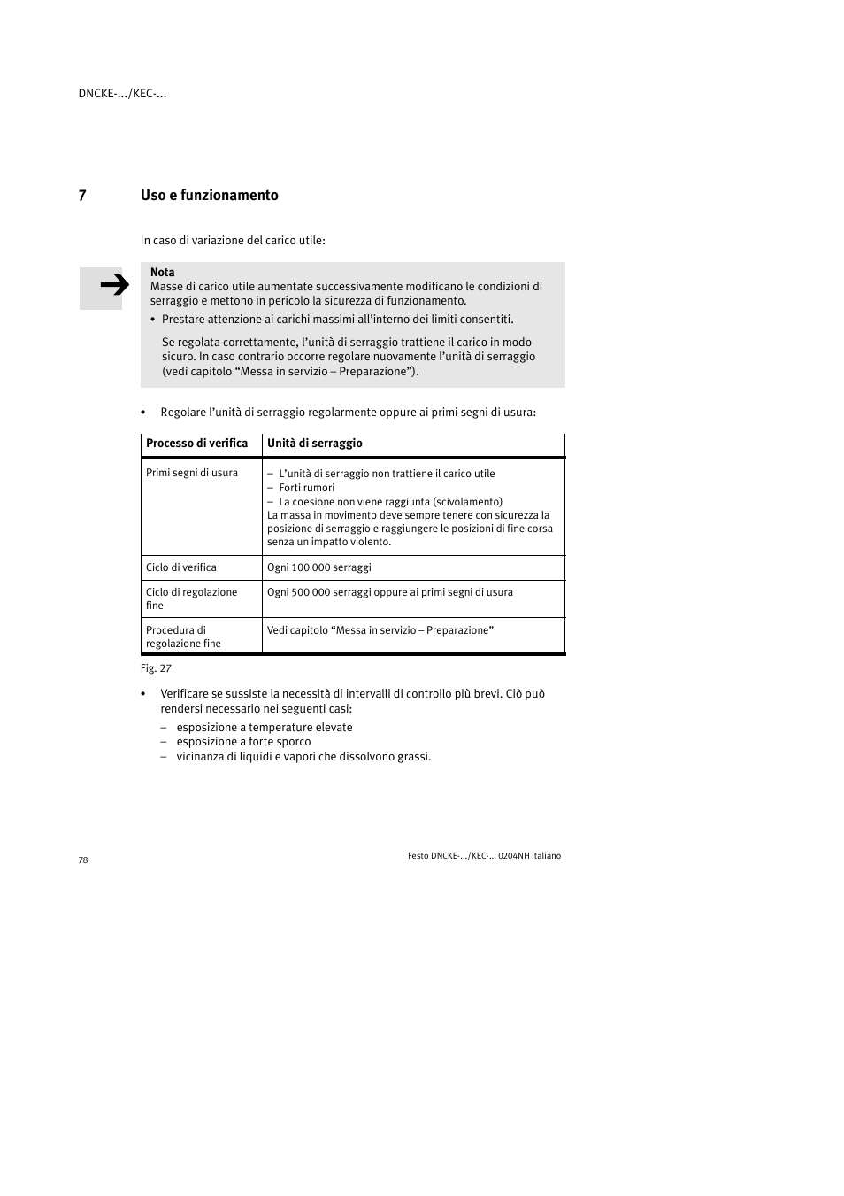 7uso e funzionamento | Festo Фиксаторы KPE User Manual | Page 78 / 100