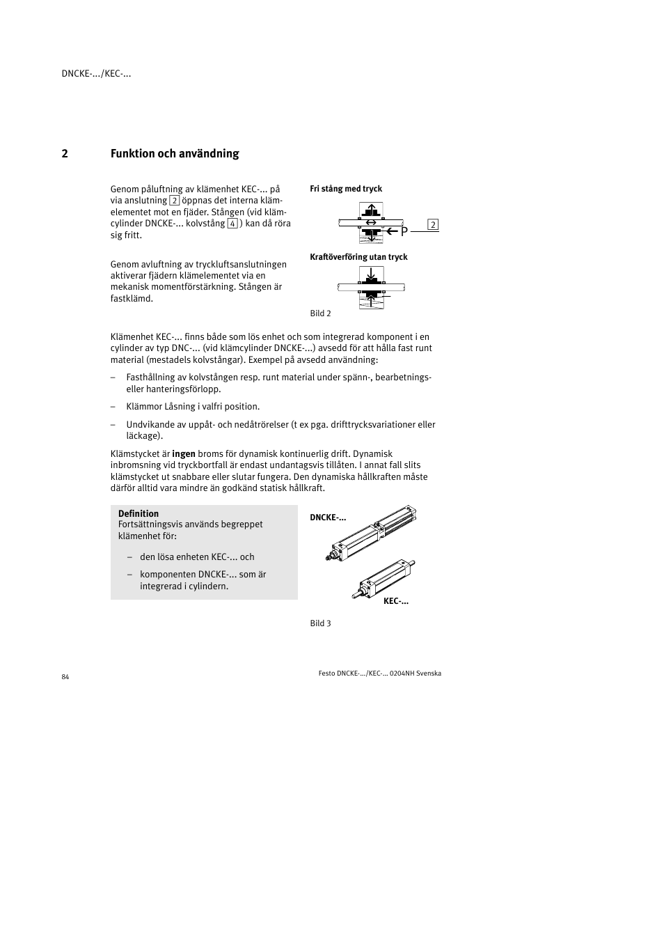 2funktion och användning | Festo Фиксаторы KPE User Manual | Page 84 / 100