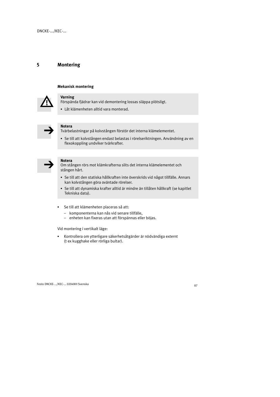 5montering | Festo Фиксаторы KPE User Manual | Page 87 / 100