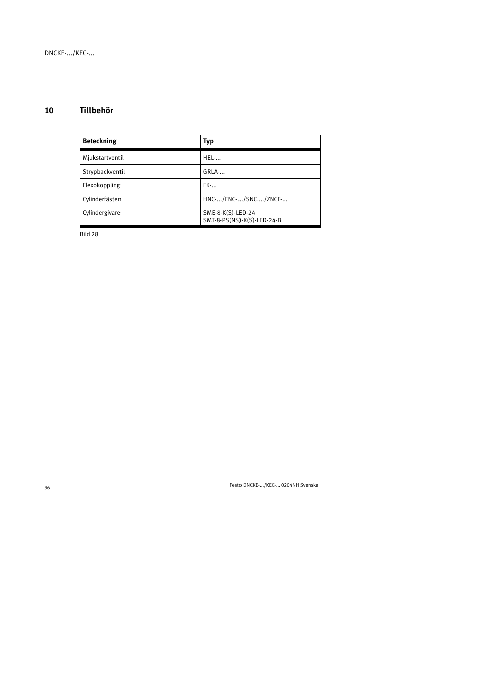 10 tillbehör | Festo Фиксаторы KPE User Manual | Page 96 / 100