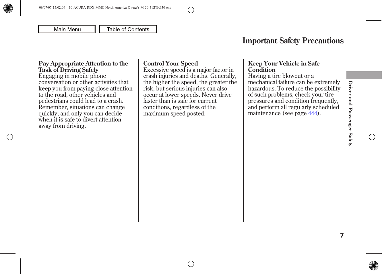 Important safety precautions, 2010 rdx | Acura 2010 RDX User Manual | Page 11 / 514