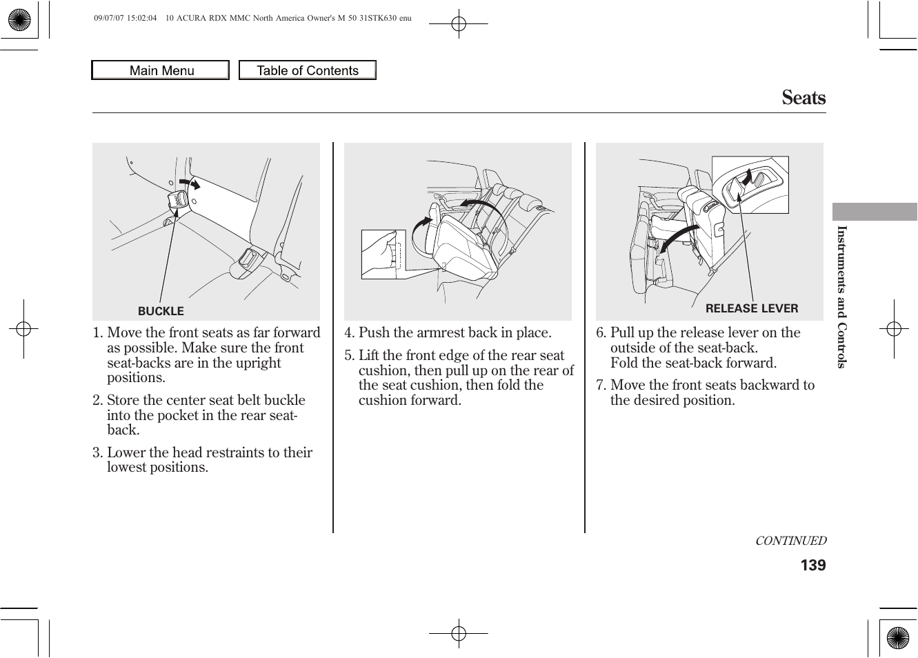 Seats, 2010 rdx | Acura 2010 RDX User Manual | Page 143 / 514