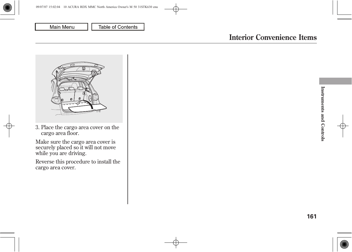 Interior convenience items, 2010 rdx | Acura 2010 RDX User Manual | Page 165 / 514