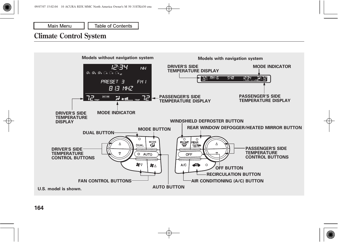 Climate control system, 2010 rdx | Acura 2010 RDX User Manual | Page 168 / 514