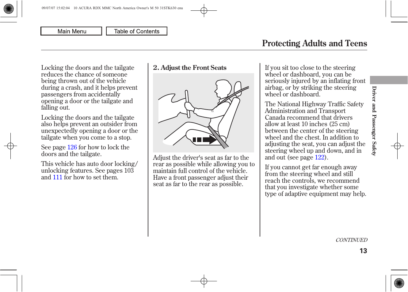 Protecting adults and teens, 2010 rdx | Acura 2010 RDX User Manual | Page 17 / 514