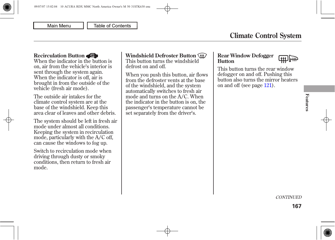 Climate control system, 2010 rdx | Acura 2010 RDX User Manual | Page 171 / 514