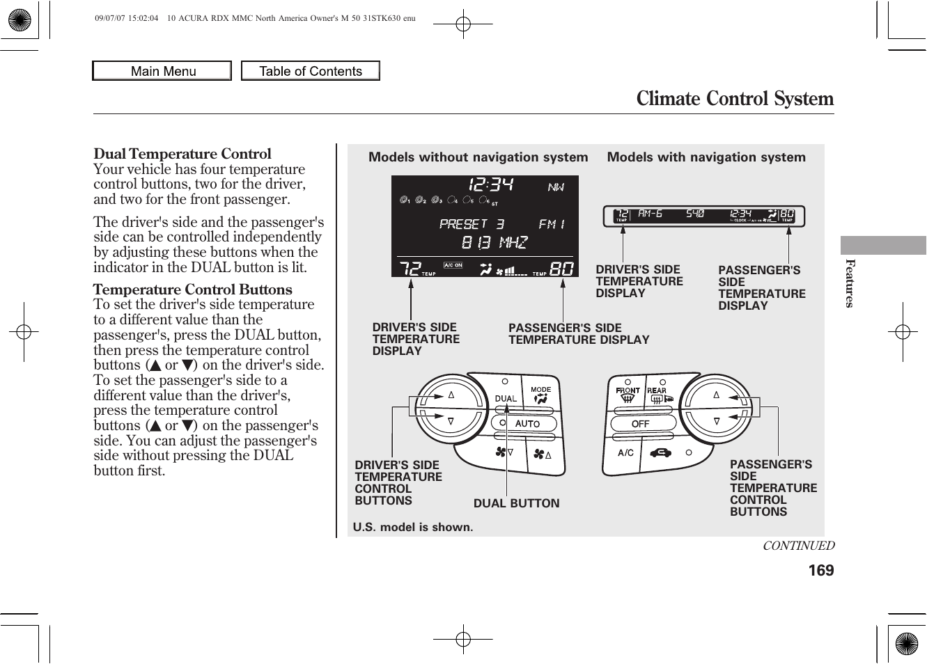 Climate control system, 2010 rdx | Acura 2010 RDX User Manual | Page 173 / 514