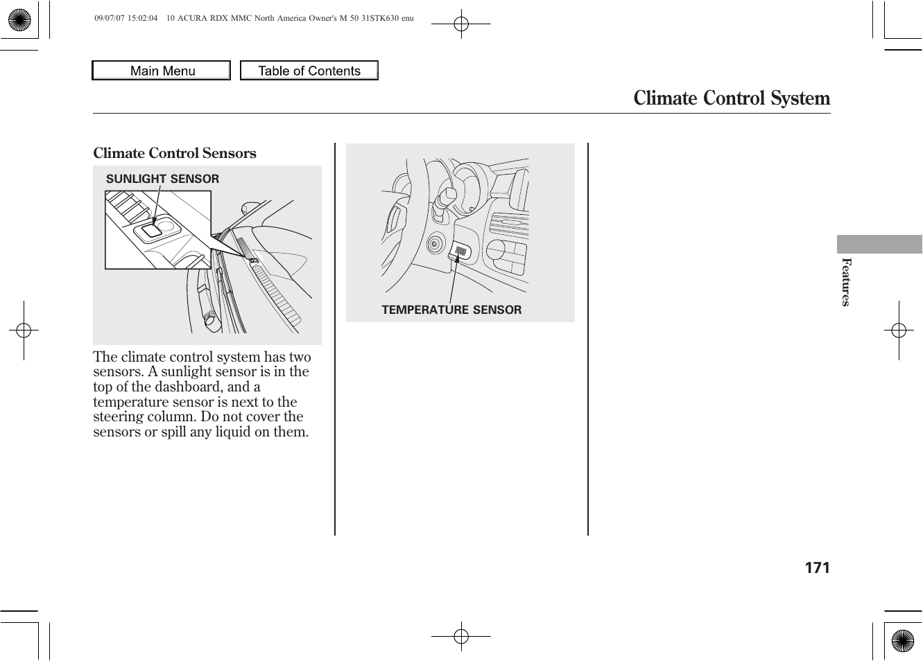 Climate control system, 2010 rdx | Acura 2010 RDX User Manual | Page 175 / 514