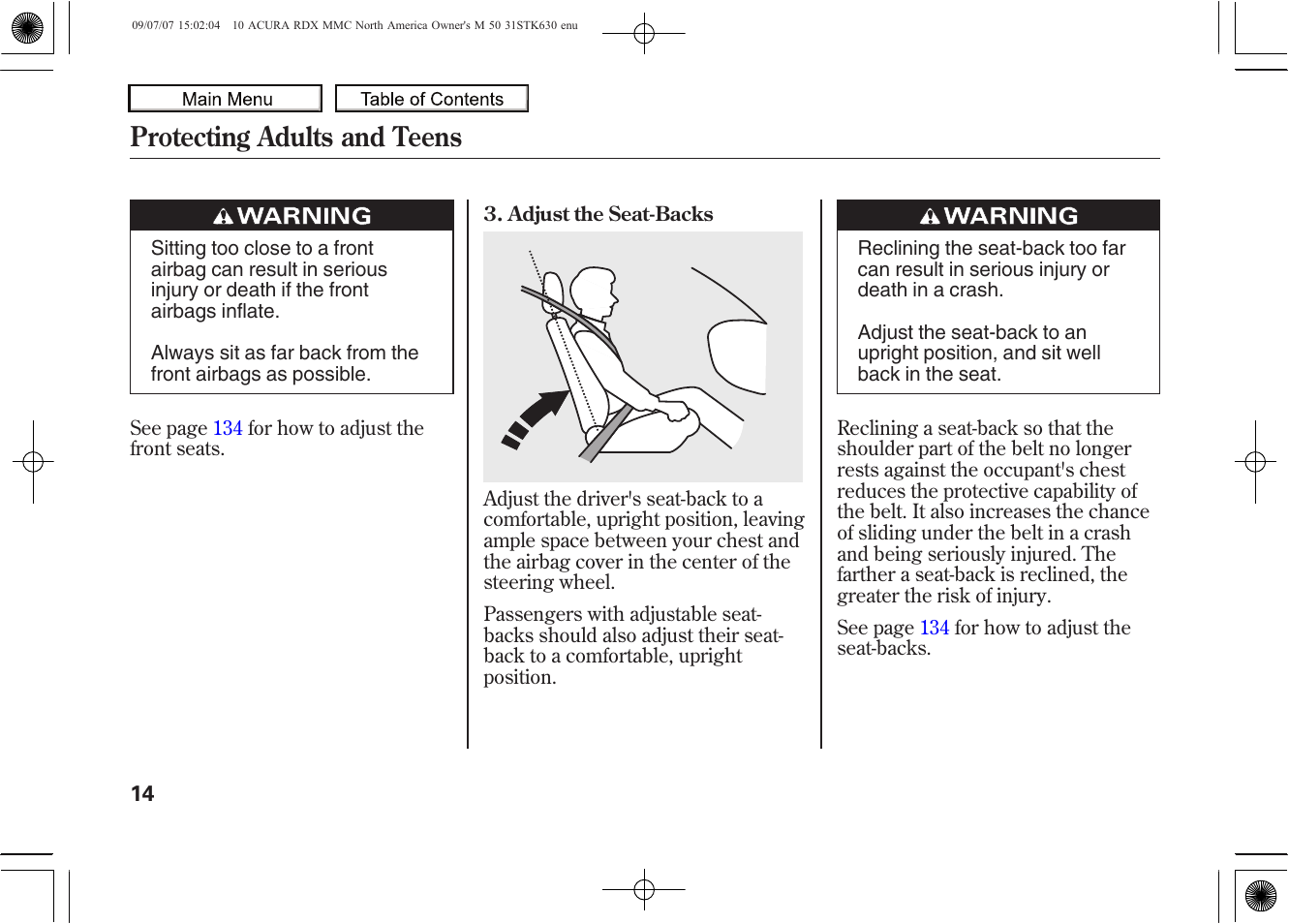 Protecting adults and teens, 2010 rdx | Acura 2010 RDX User Manual | Page 18 / 514