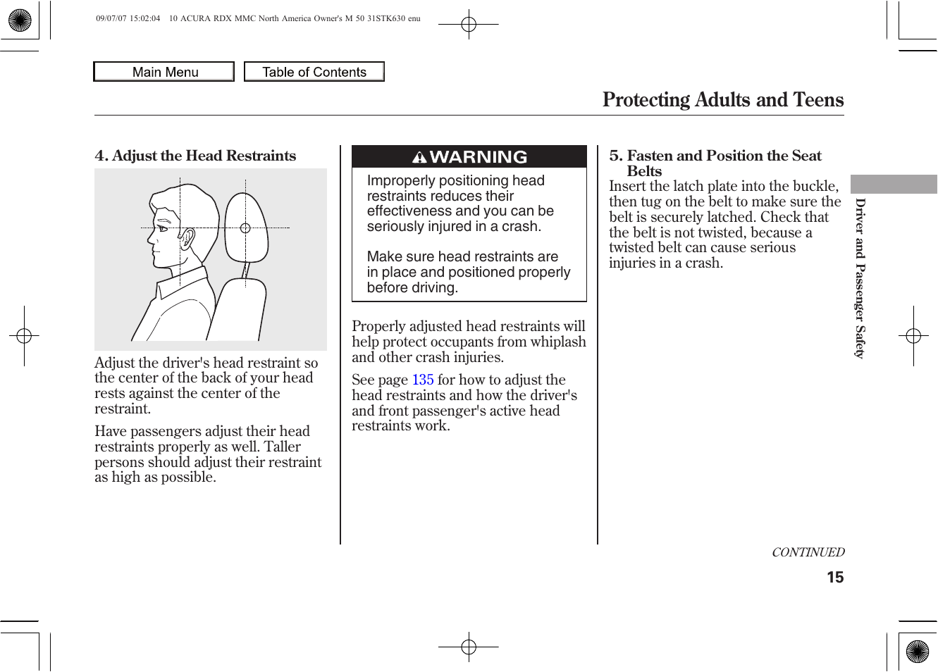 Protecting adults and teens, 2010 rdx | Acura 2010 RDX User Manual | Page 19 / 514