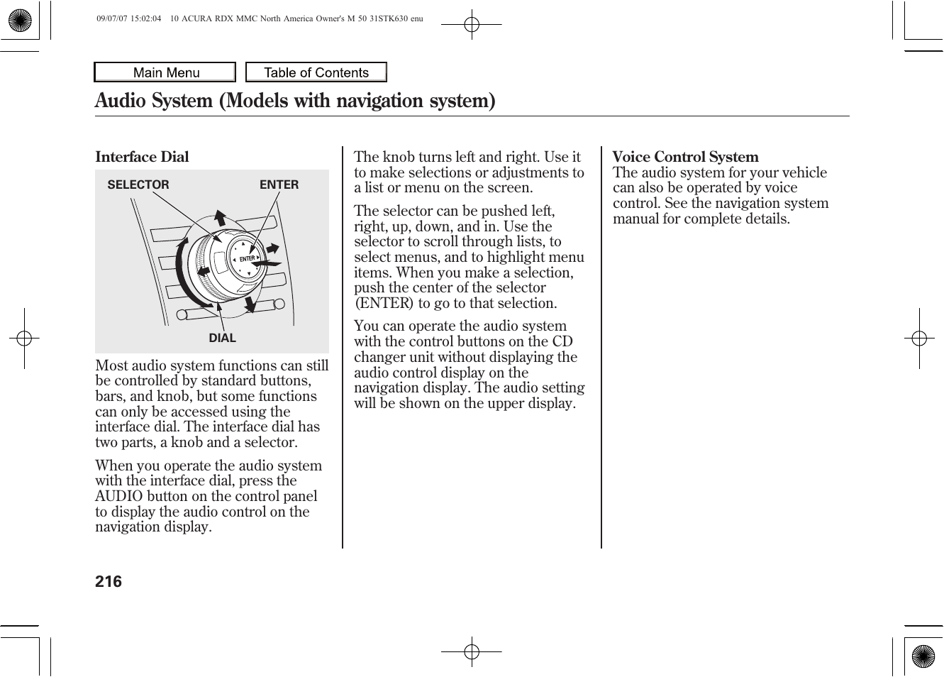 Audio system (models with navigation system), 2010 rdx | Acura 2010 RDX User Manual | Page 220 / 514