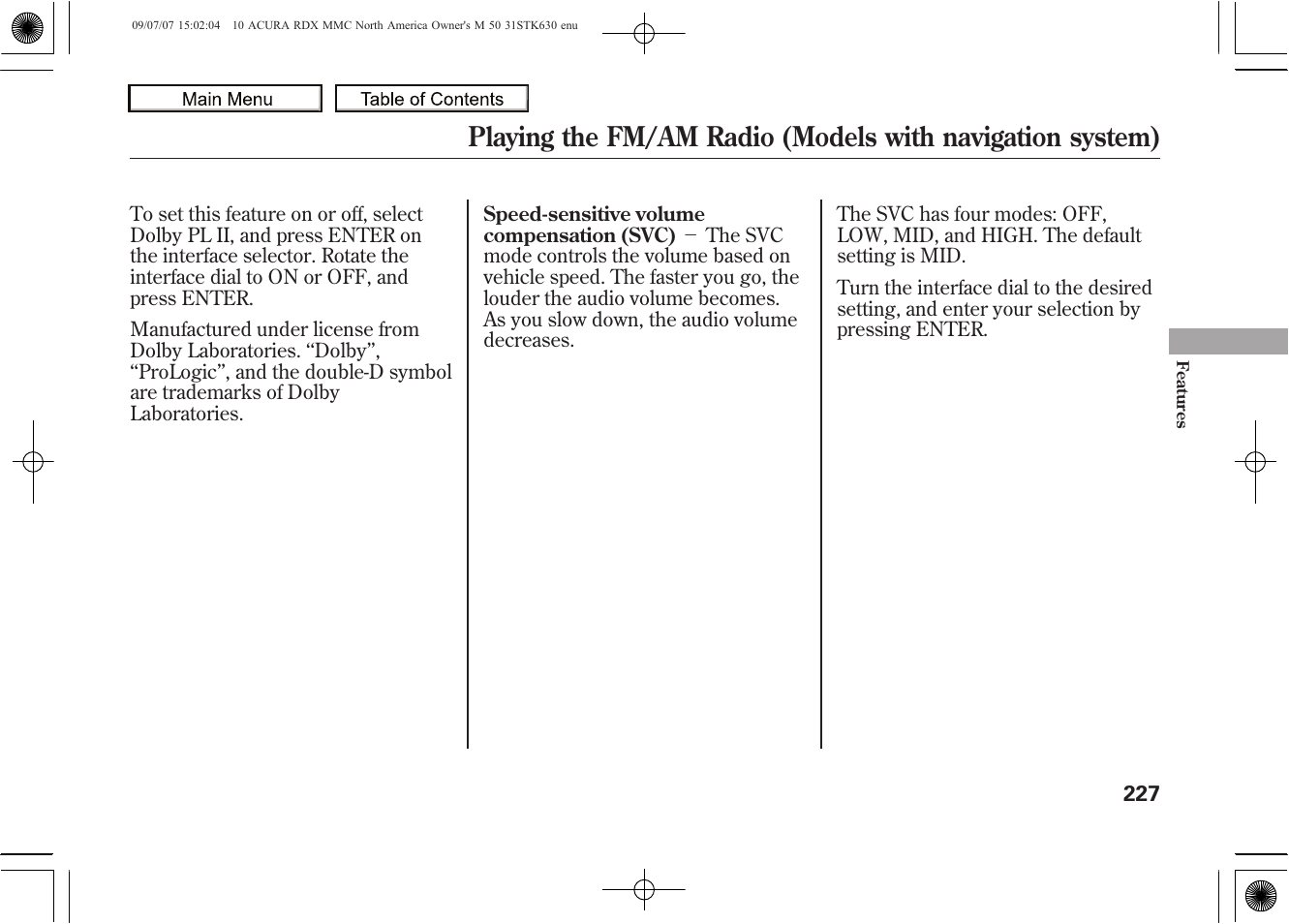 2010 rdx | Acura 2010 RDX User Manual | Page 231 / 514