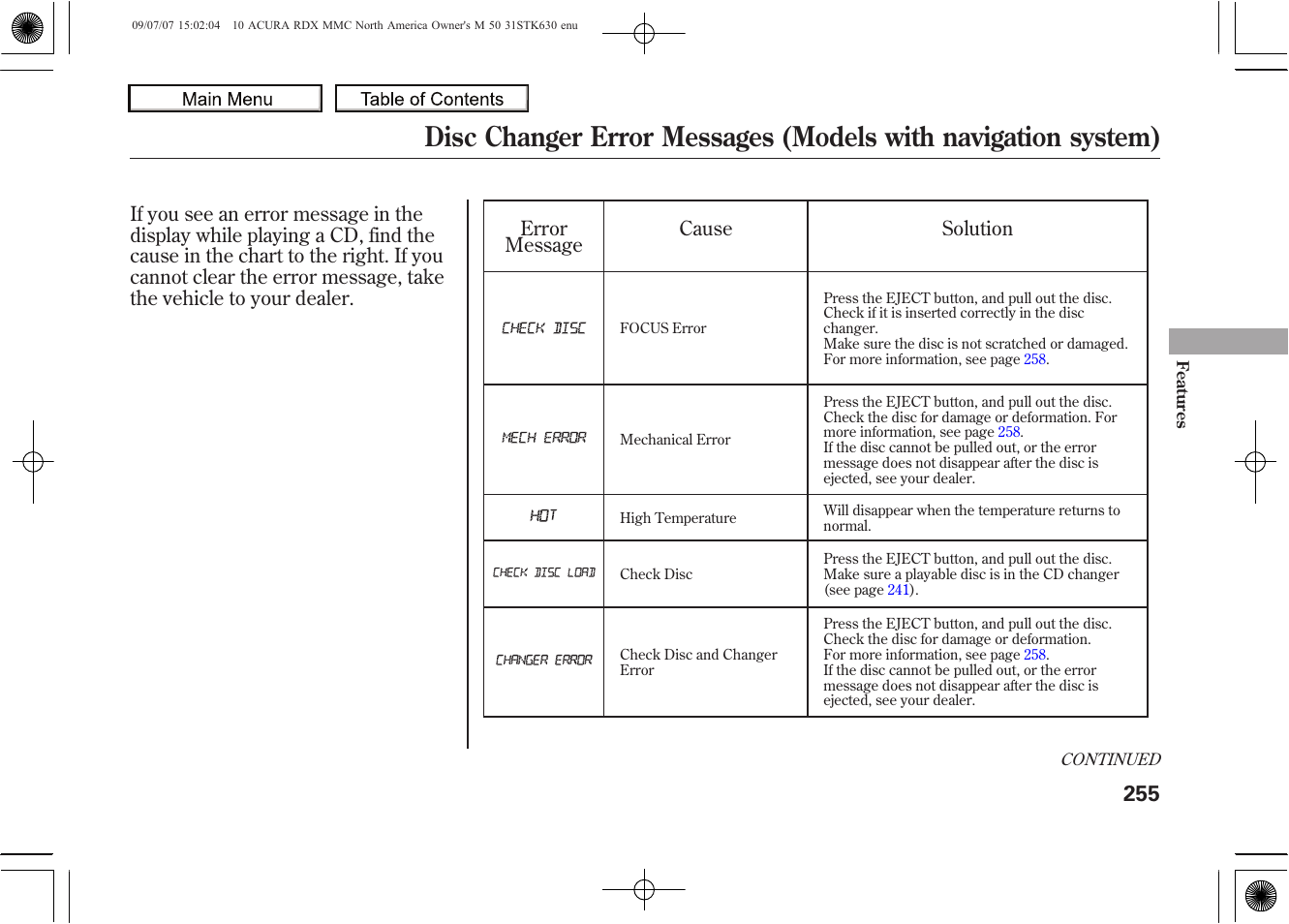 2010 rdx | Acura 2010 RDX User Manual | Page 259 / 514