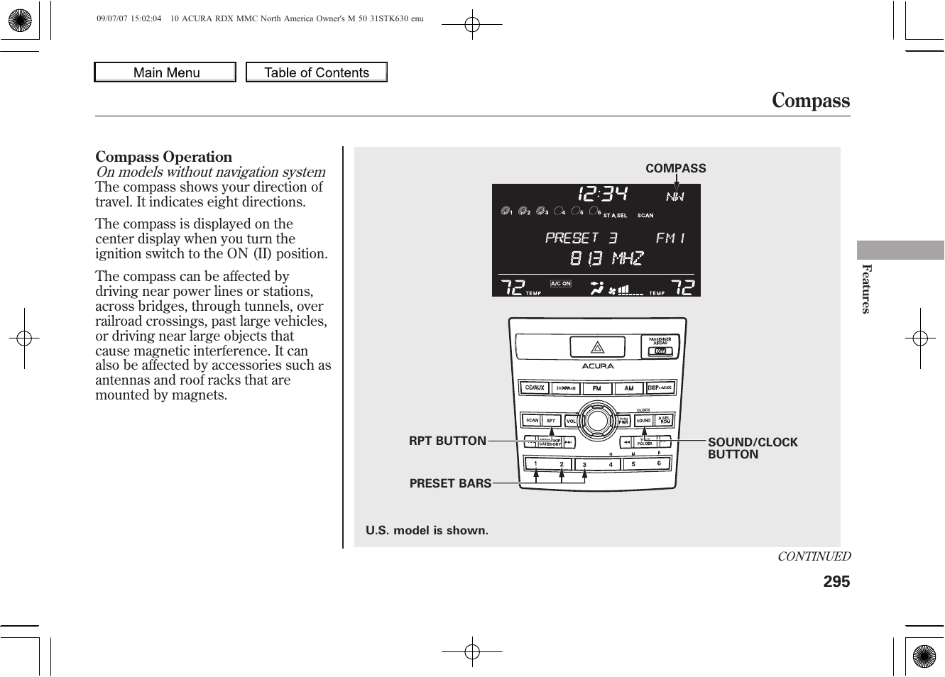 Compass, 2010 rdx | Acura 2010 RDX User Manual | Page 299 / 514