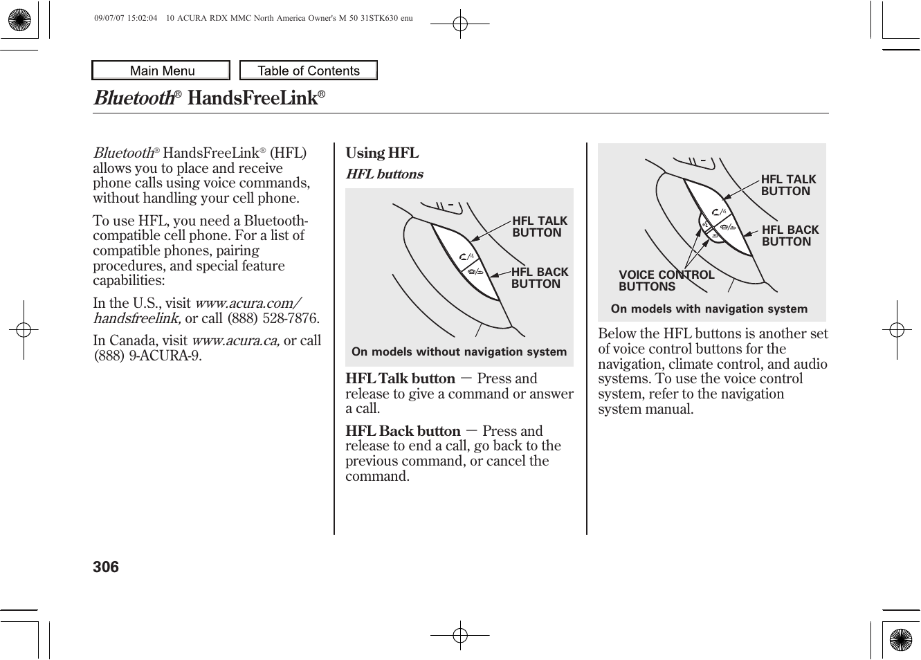 Bluetooth, Handsfreelink, 2010 rdx | Acura 2010 RDX User Manual | Page 310 / 514