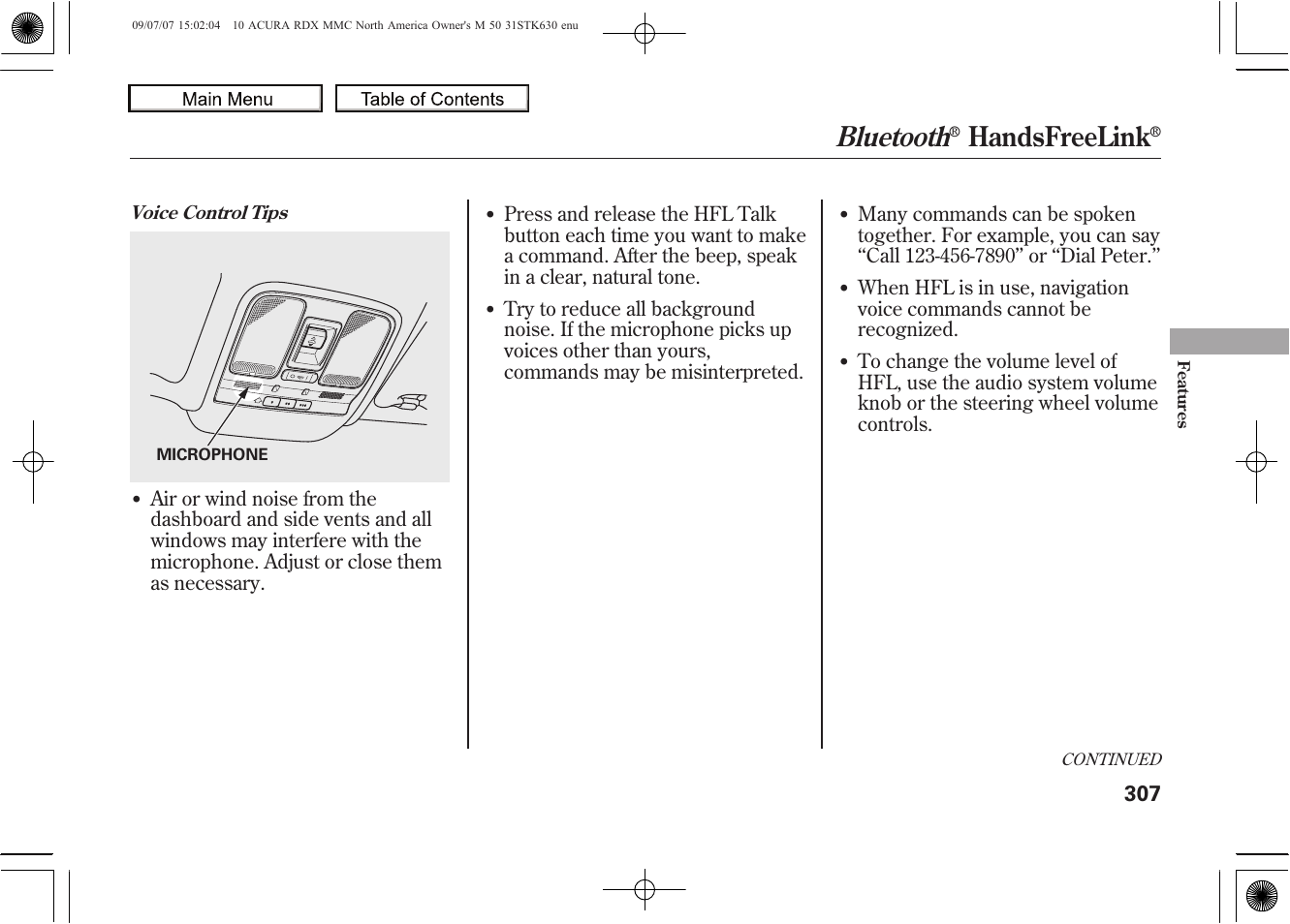 Bluetooth, Handsfreelink, 2010 rdx | Acura 2010 RDX User Manual | Page 311 / 514