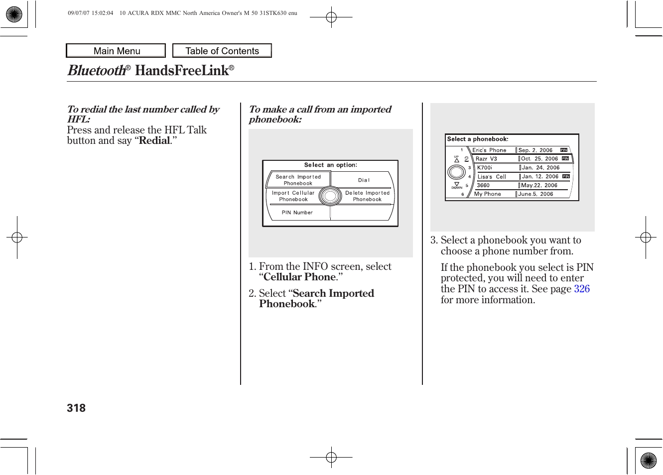 Bluetooth, Handsfreelink, 2010 rdx | Acura 2010 RDX User Manual | Page 322 / 514