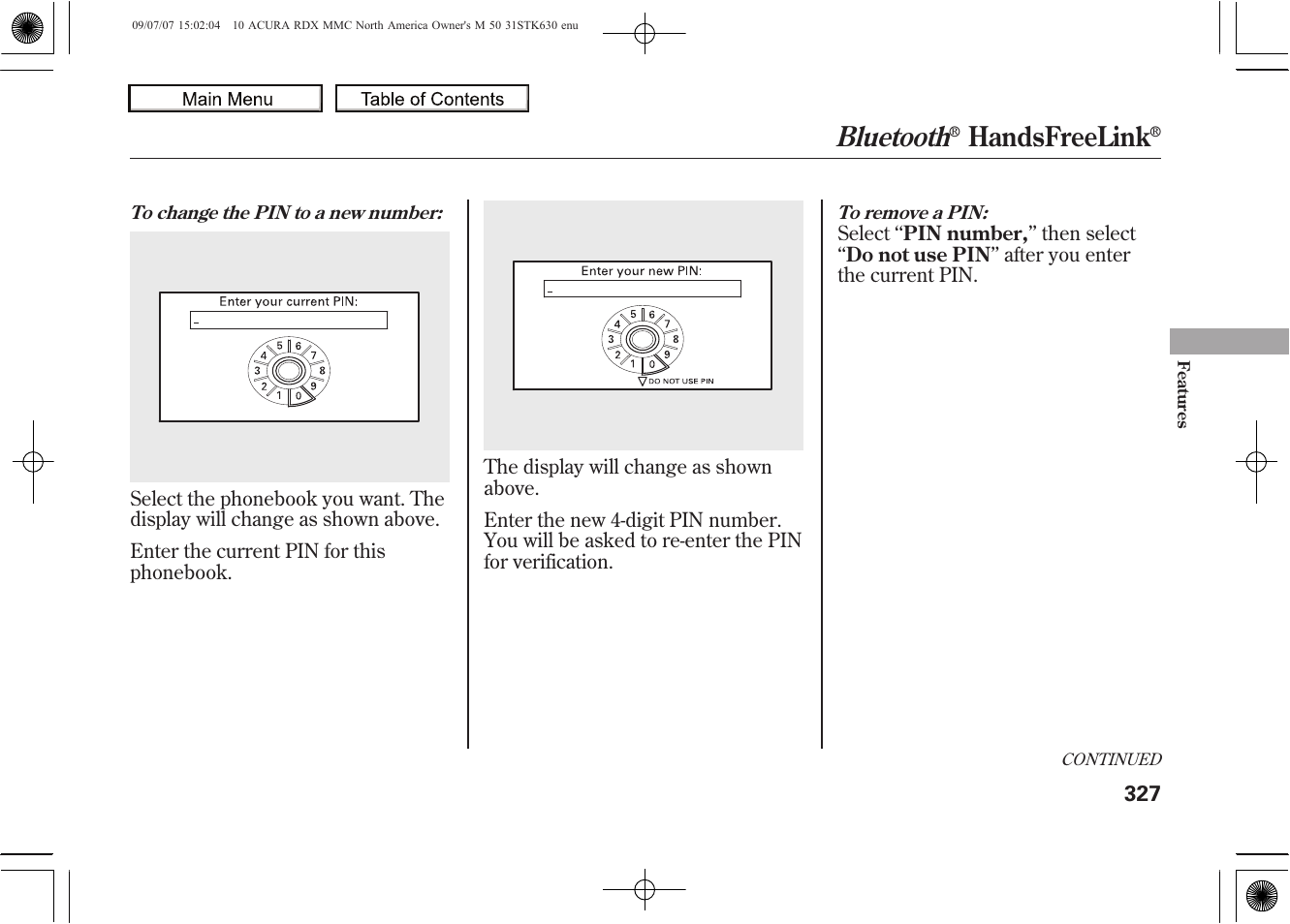 Bluetooth, Handsfreelink, 2010 rdx | Acura 2010 RDX User Manual | Page 331 / 514