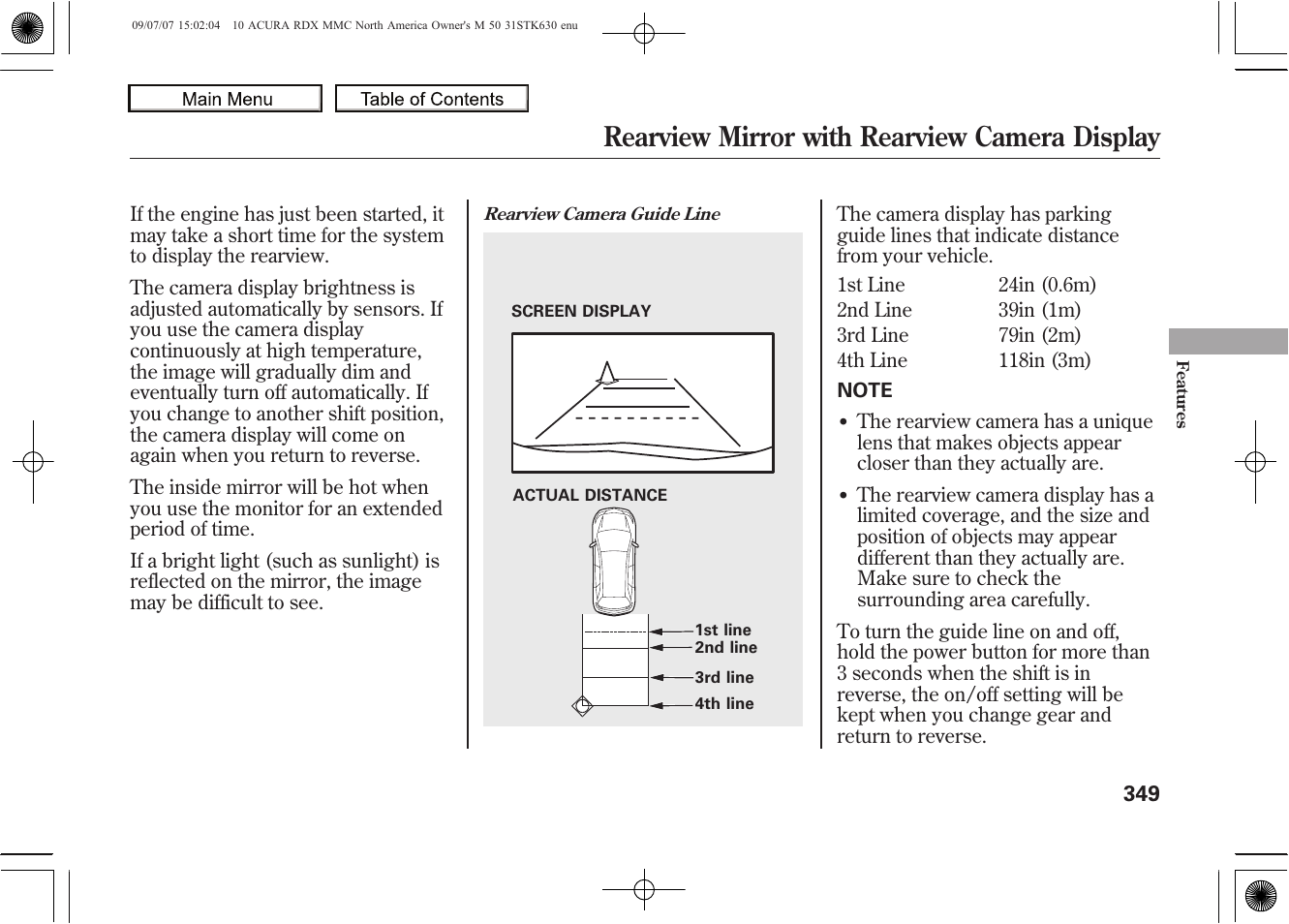 Rearview mirror with rearview camera display, 2010 rdx | Acura 2010 RDX User Manual | Page 353 / 514
