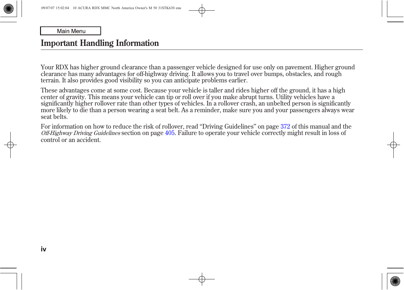 Important handling information, 2010 rdx | Acura 2010 RDX User Manual | Page 4 / 514
