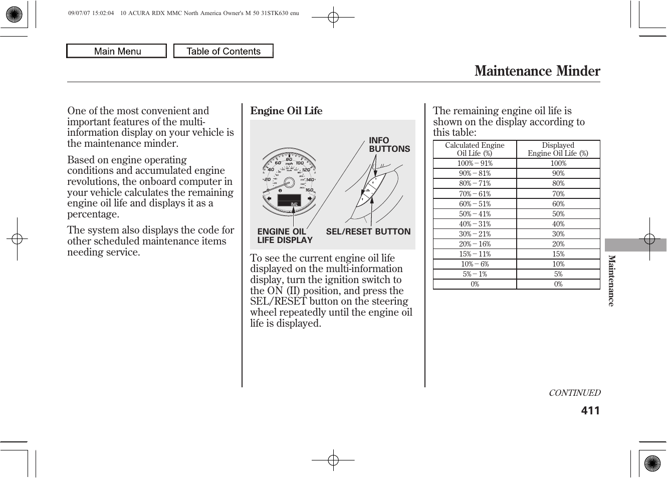 Maintenance minder, 2010 rdx | Acura 2010 RDX User Manual | Page 415 / 514