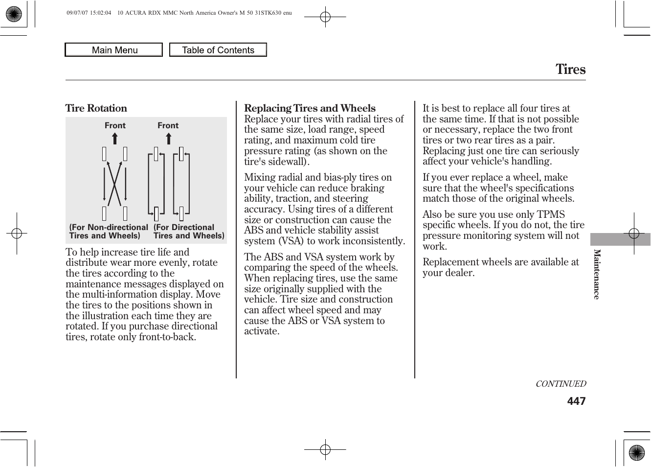 Tires, 2010 rdx | Acura 2010 RDX User Manual | Page 451 / 514