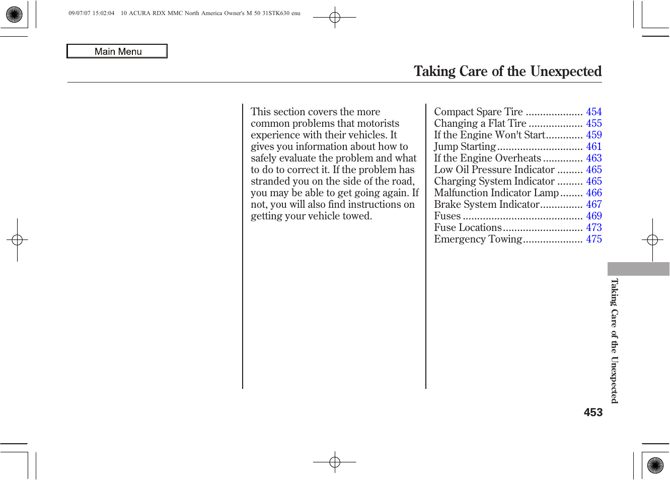 Taking care of the unexpected, 2010 rdx | Acura 2010 RDX User Manual | Page 457 / 514