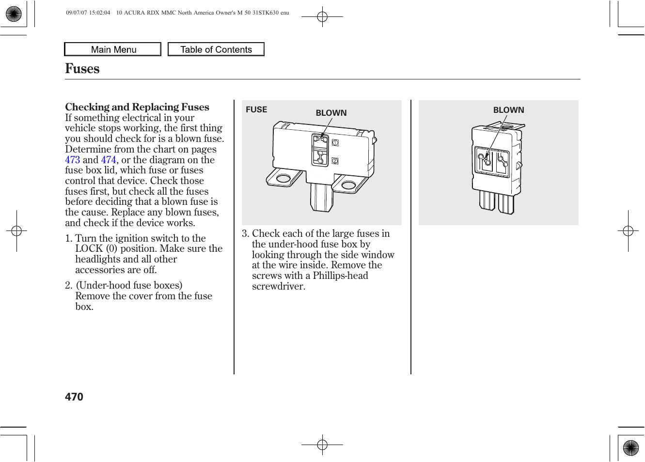 Fuses, 2010 rdx | Acura 2010 RDX User Manual | Page 474 / 514