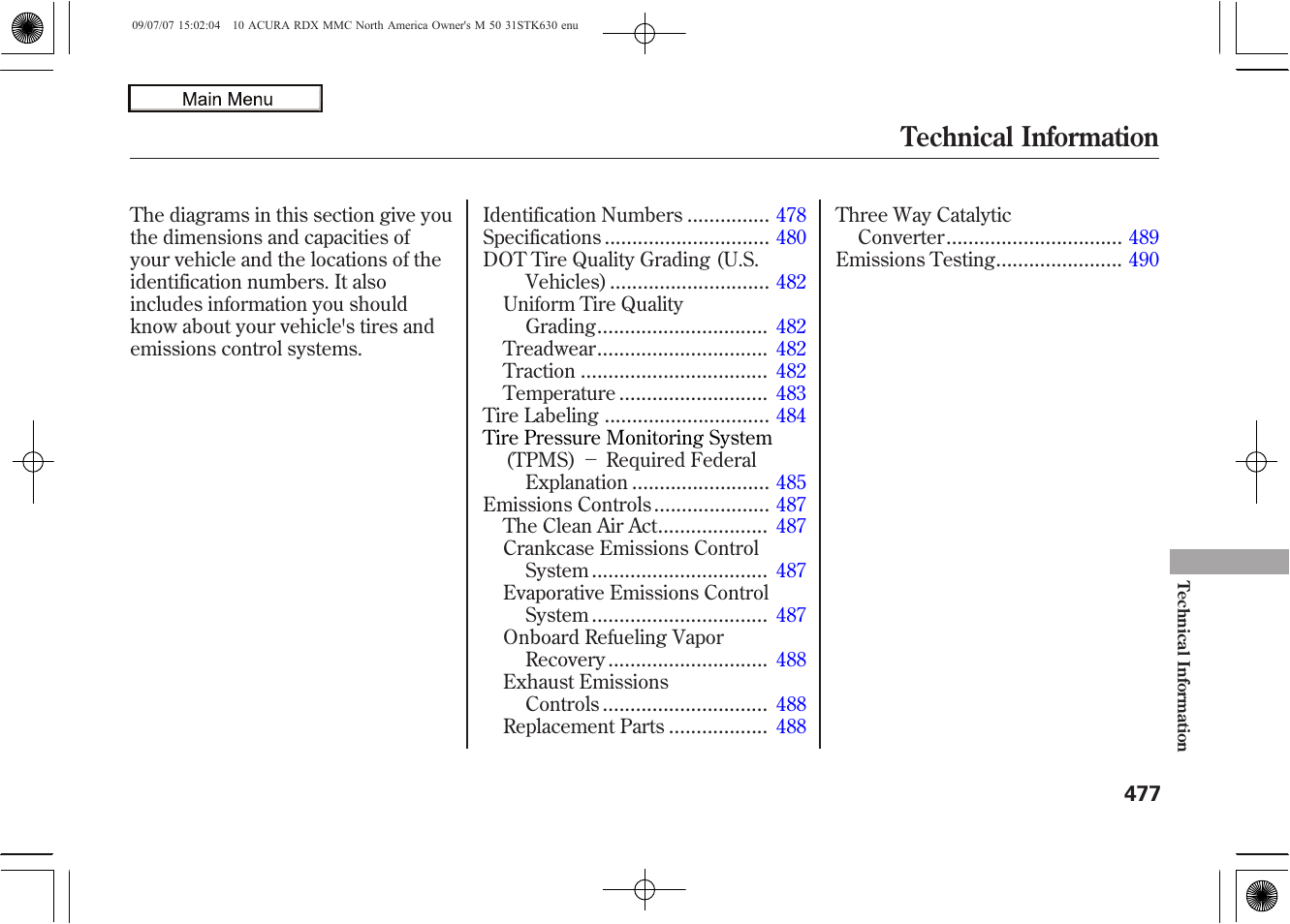 Technical information, 2010 rdx | Acura 2010 RDX User Manual | Page 481 / 514