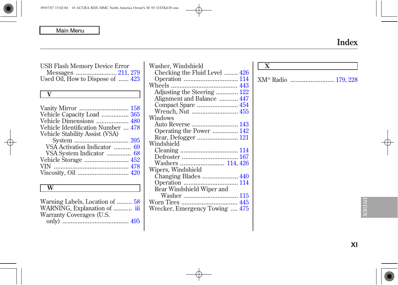 Index, 2010 rdx | Acura 2010 RDX User Manual | Page 512 / 514