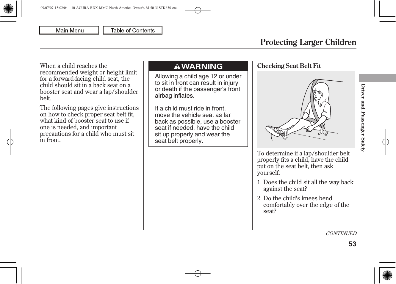 Protecting larger children, 2010 rdx | Acura 2010 RDX User Manual | Page 57 / 514